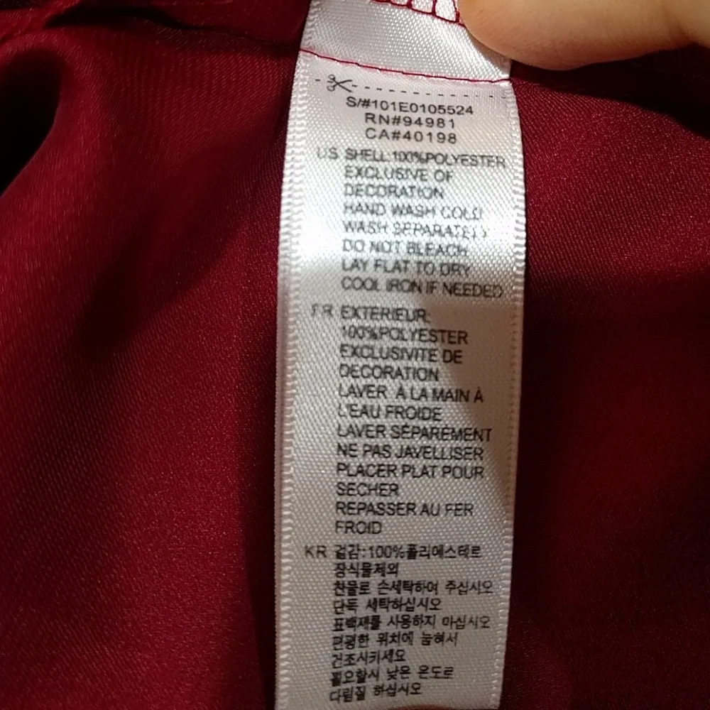 RARE - Red Shiny Flutter Sleeve Tie + Elastic Waist Top - Picture 6 of 6